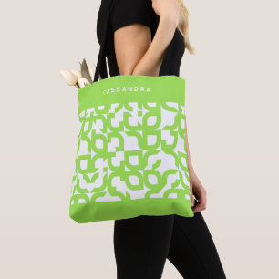 Custom Bright Summer Lime Green Retro Art Pattern Tote Bag