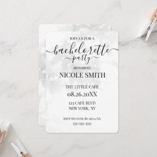 Custom Bright White Bokeh Bachelorette Party Invitation