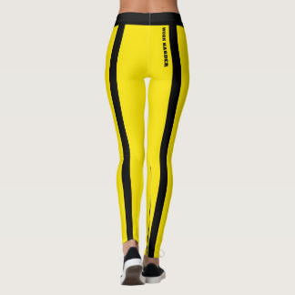 Custom Bright Yellow and Black Stripes Leggings