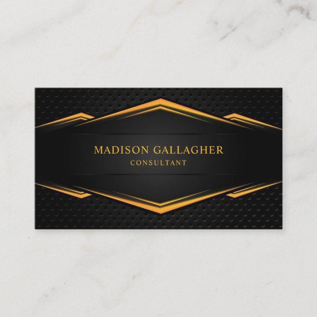 Custom Bright Yellow Black And Gold Professional Business Card (Front)