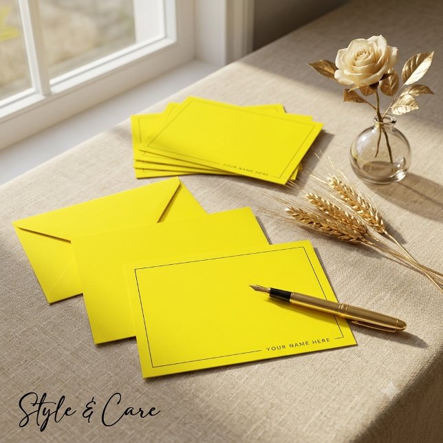 Custom Bright Yellow Flat Note Card with Name (Custom Bright Yellow Flat Note Card with Name)