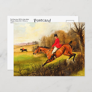 Custom British Country Fox Hunt Scene Horseman Postcard