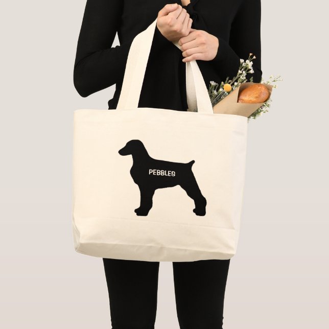 CUSTOM Brittany Dog Silhouette Large Tote Bag (Front (Product))
