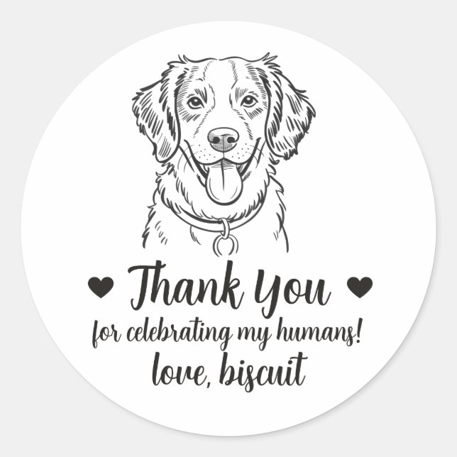 Custom Brittany Spaniel Dog Wedding Favour Sticker (Front)