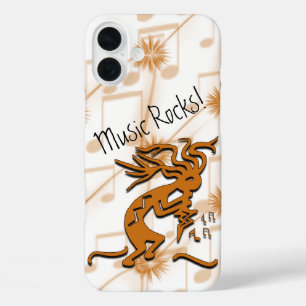Custom Bronze Kokopelli With Musical Notes Artwork iPhone 16 Plus Case