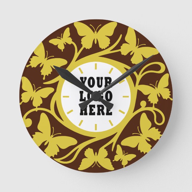 Custom Brown and Gold Butterfly Clock (1) (Front)