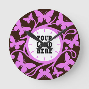 Custom Brown and Pink Butterfly Clock (1)