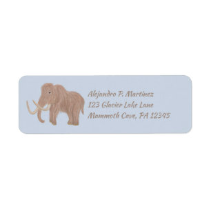 Custom Brown, Blue Woolly Mammoth Return Address Return Address Label