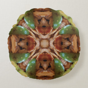Custom Brown Designed Round Pillow