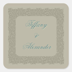 Custom brown lace elegant vintage wedding sticker