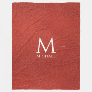 Custom Brown Leather Look Monogram Template Fleece Blanket