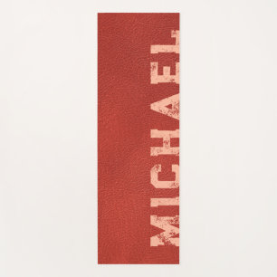 Custom Brown Leather Look Template Name Trendy Yoga Mat