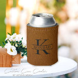 Custom Brown Leather Print Monogram Can Cooler<br><div class="desc">Raise a toast with style using our Custom Leather Print Monogram Can Cooler. Crafted meticulously with high-quality leather, this can cooler guarantees not only a snug hold but also a sophisticated touch to your celebration. Designed with love by Mylini Design, this exclusive keepsake offers a personalised monogram feature that adds...</div>