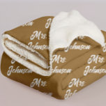 Custom Brown Mr & Mrs Blanket for Newlyweds Gift<br><div class="desc">Celebrate love and create lasting memories with this personalised Mr & Mrs sherpa blanket. Perfect for newlyweds, couples, and anniversary gifting. Add names, initials, or a wedding date to make it uniquely theirs. This cosy brown throw is ideal for wedding day décor, bridal showers, honeymoon cuddles, or a romantic home...</div>