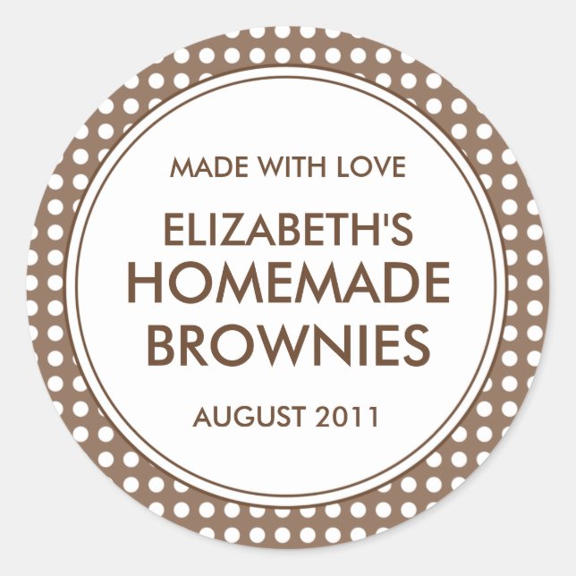 Custom Brown Polka Dot Canning Stickers / Labels (Front)
