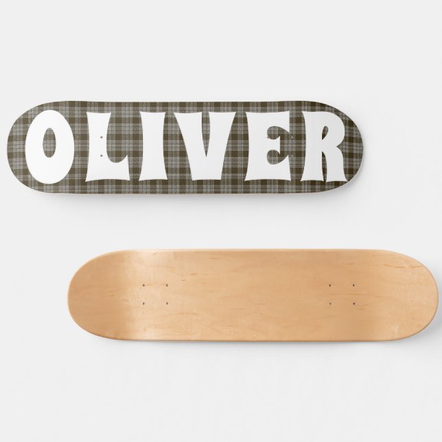 custom brown Scottish tartan checkerboard Skateboard (Horz)