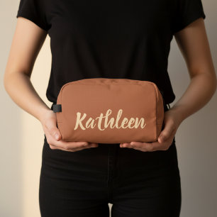 Custom brown toiletry travel bag for women or mum