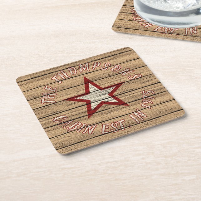 Custom Brown Weathered Burlywood Plank Pattern Square Paper Coaster (Angled)