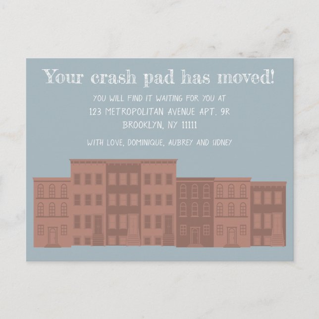 Custom Brownstone Moving Announcement Postcard (Front)