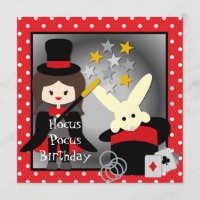 Custom Brunette Girl Hocus Pocus Birthday Invites