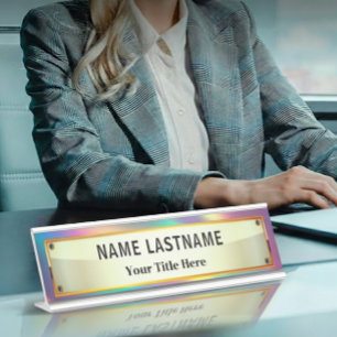 Custom Brushed Gold Professional Modern Desk Name Plate