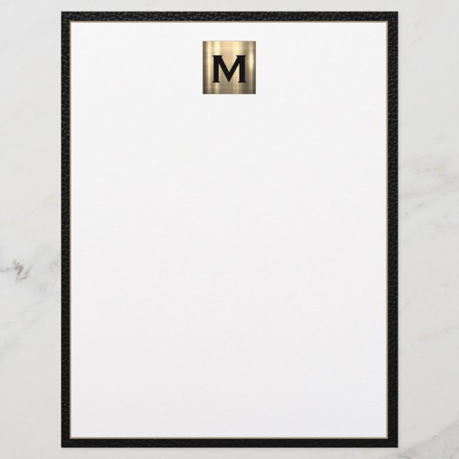 Custom Brushed Metal Monogram Initial Letterhead (Front)