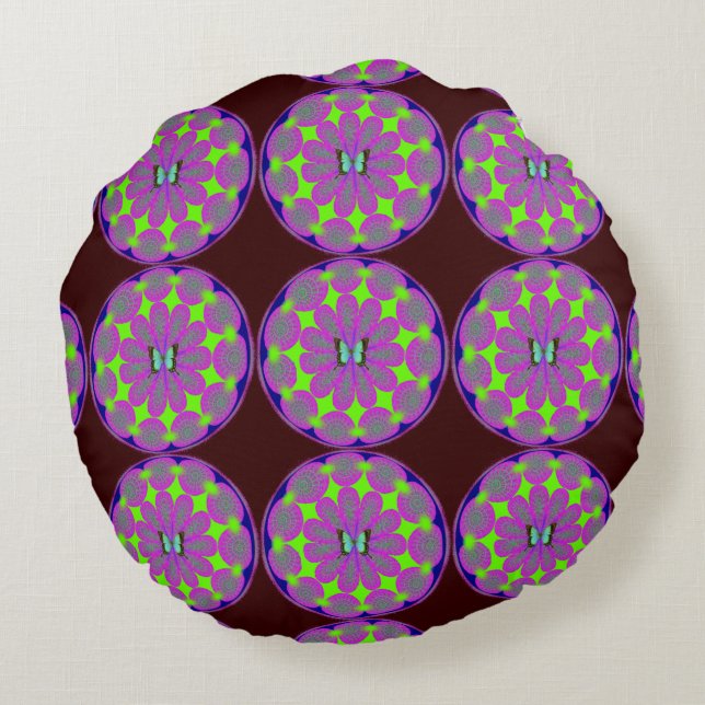 Custom Brushed Polyester Round Throw Pillow (16") (Back)