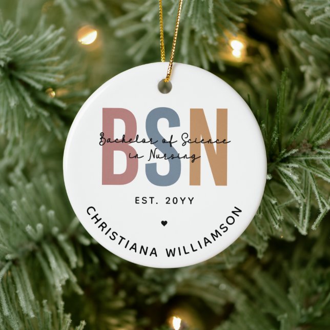 Custom BSN Bachelor of Science in Nursing Ceramic Ornament (Tree)