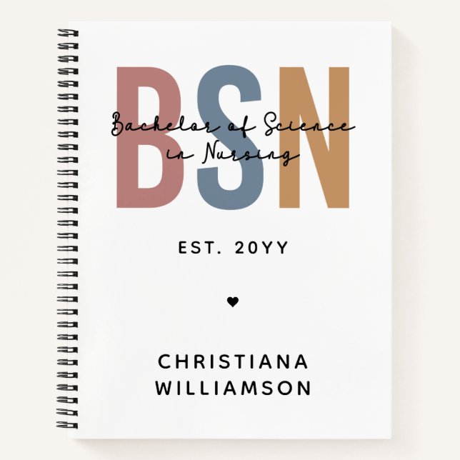 Custom BSN Bachelor of Science in Nursing Notebook (Front)