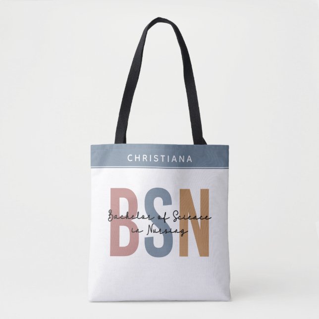 Custom BSN Bachelor of Science in Nursing Tote Bag (Front)