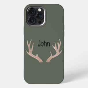 CUSTOM Buck phone case- hand-drawen antler, Glossy iPhone 13 Pro Max Case