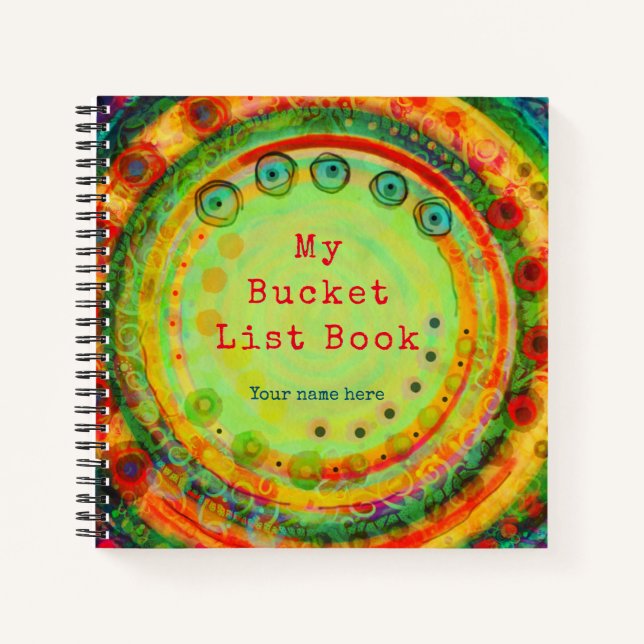 Custom  Bucket List Inspirational Colourful Fun Notebook (Front)