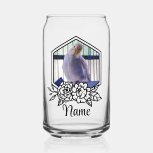Custom Budgie Personalised Pet Photo & Name Can Glass
