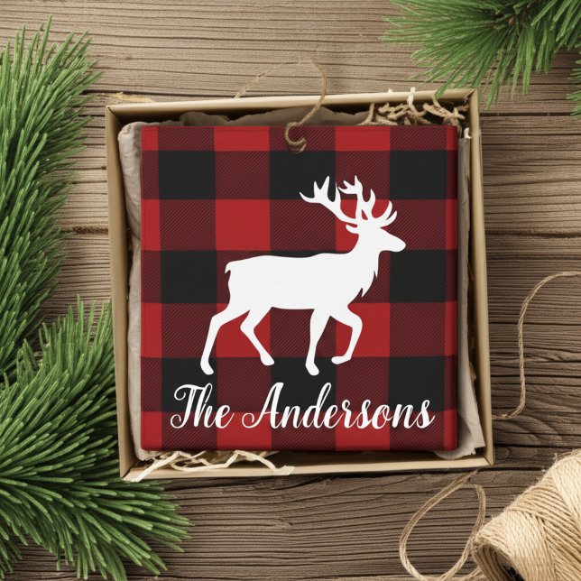 Custom Buffalo Plaid Deer Gift Wrap Tissue Paper  (Creator Uploaded)