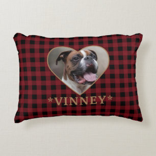 Custom Buffalo Plaid Heart Decorative Cushion