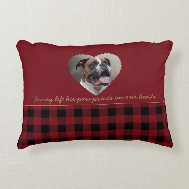 Custom Buffalo Plaid Heart Decorative Cushion (Front)