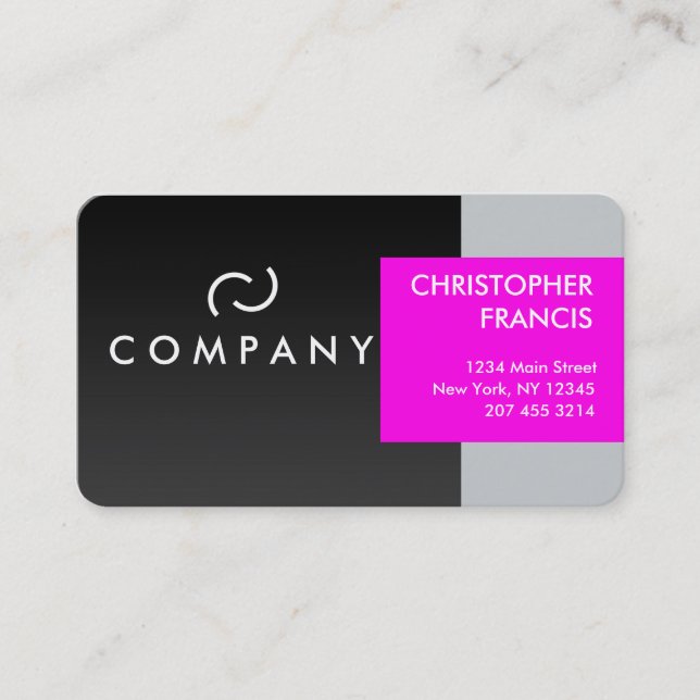 Custom built professional magenta business card (Front)