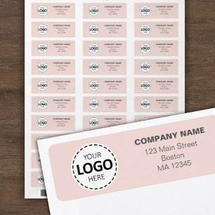 Custom Buisness Logo & Return Address Blush Pink Label