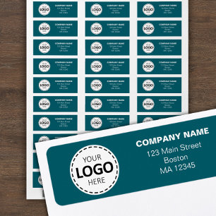 Custom Buisness Logo & Return Address Dark Teal Label