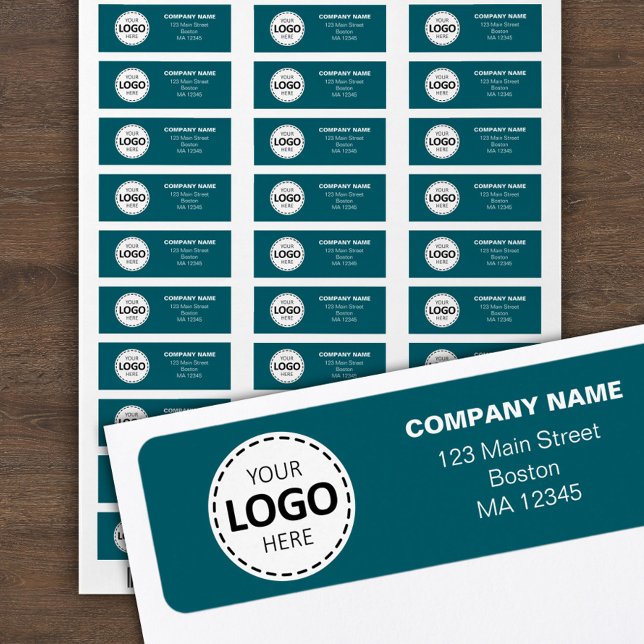 Custom Buisness Logo & Return Address Dark Teal Label (Creator Uploaded)