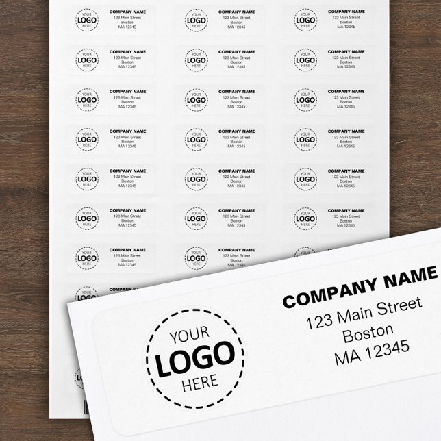 Custom Buisness Logo & Return Address White Return Address Label (Creator Uploaded)