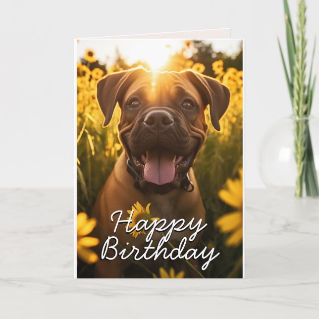 Custom Bull Mastiff Birthday Card (Front)