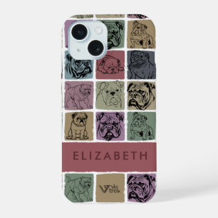 Custom Bulldog Floral Art Boho Pet Lover Gift iPhone 15 Case