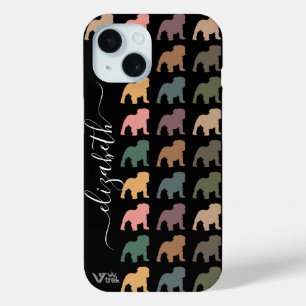 Custom Bulldog Floral Name Boho Pet Lover Gift iPhone 15 Case