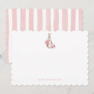 Custom Bunny Girl Stationery New baby Nursery Card