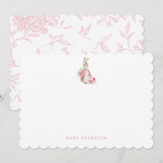 Custom Bunny Girl Stationery New baby Nursery Card