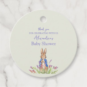 Custom Bunny in blue jacket Favour Tags