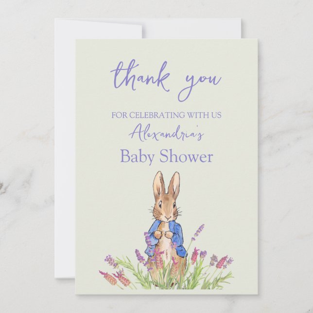 Custom Bunny in blue jacket Thank You Card (Front)