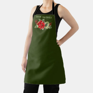 Custom Buon Natale Floral Kitchen Accessories Apron