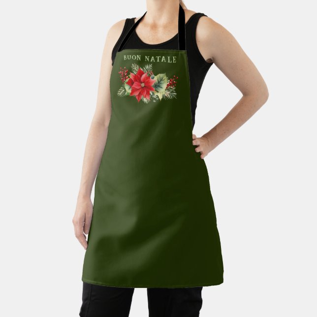 Custom Buon Natale Floral Kitchen Accessories Apron (Insitu)